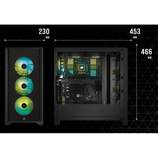 Corsair iCUE 4000X RGB ATX Mid-Tower Tempered Glass Gaming PC Case (White)