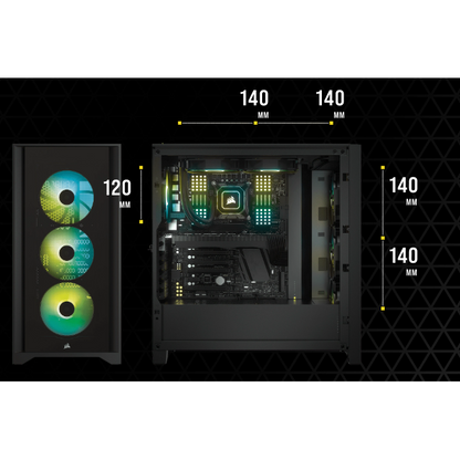 Corsair iCUE 4000X RGB ATX Mid-Tower Tempered Glass Gaming PC Case (White)