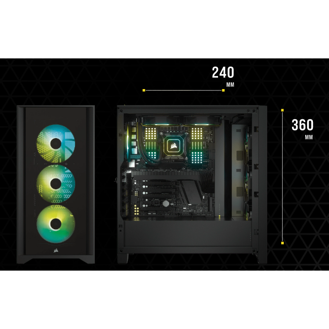 Corsair iCUE 4000X RGB ATX Mid-Tower Tempered Glass Gaming PC Case (White)