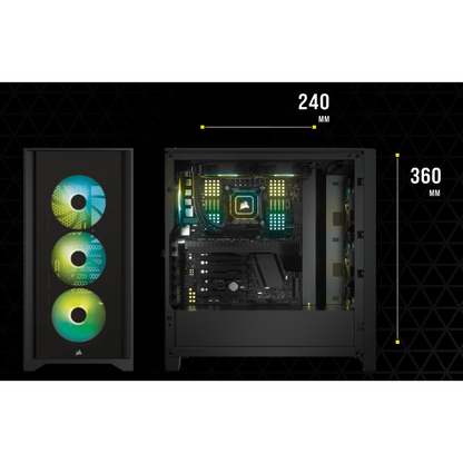 Corsair iCUE 4000X RGB ATX Mid-Tower Tempered Glass Gaming PC Case (White)