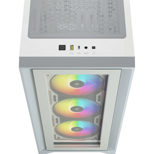 Corsair iCUE 4000X RGB ATX Mid-Tower Tempered Glass Gaming PC Case (White)