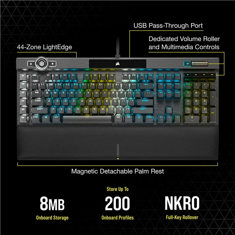 Corsair K100 RGB Mechanical Gaming Keyboard with Backlit RGB LED Keys (Black)