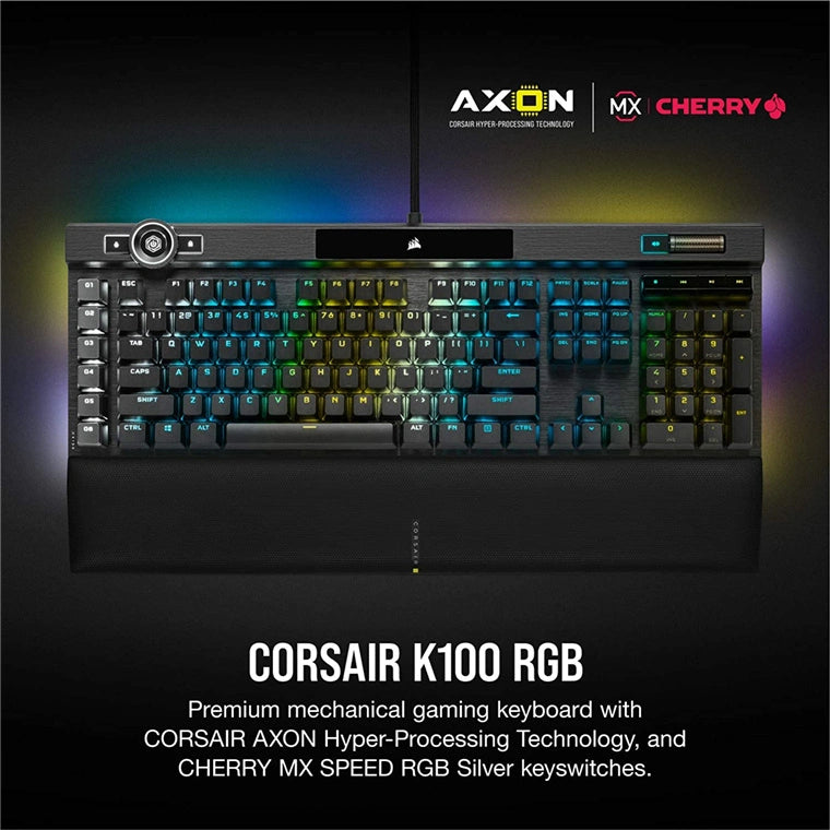 Corsair K100 RGB Mechanical Gaming Keyboard with Backlit RGB LED Keys (Black)
