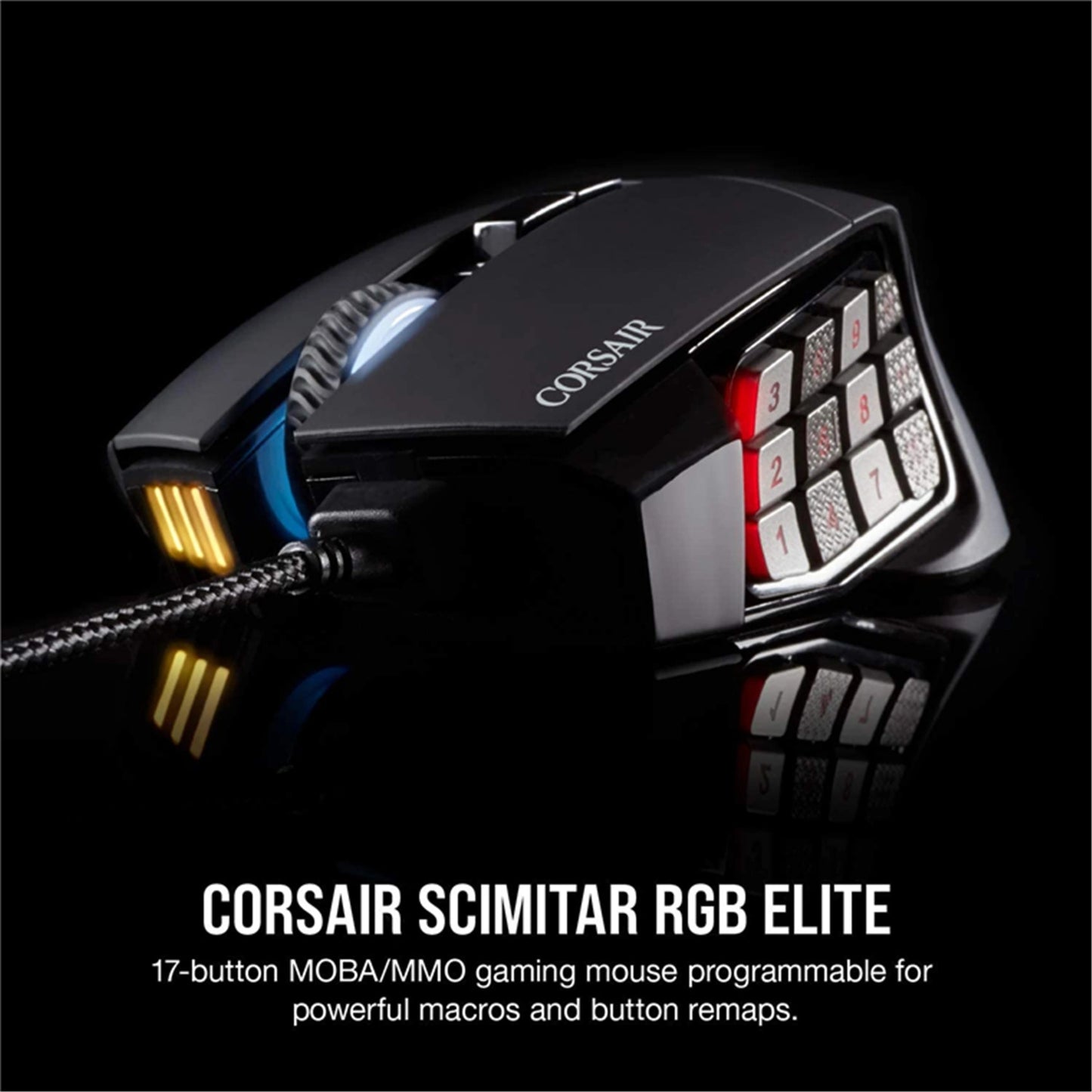 Corsair Gaming Scimitar Elite RGB MOBA/MMO Optical PC Gaming Mouse (Black)