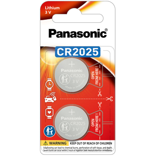 Panasonic Lithium 3V Coin Cell Battery CR2025 CR-2025PT/2B (2 Pack)