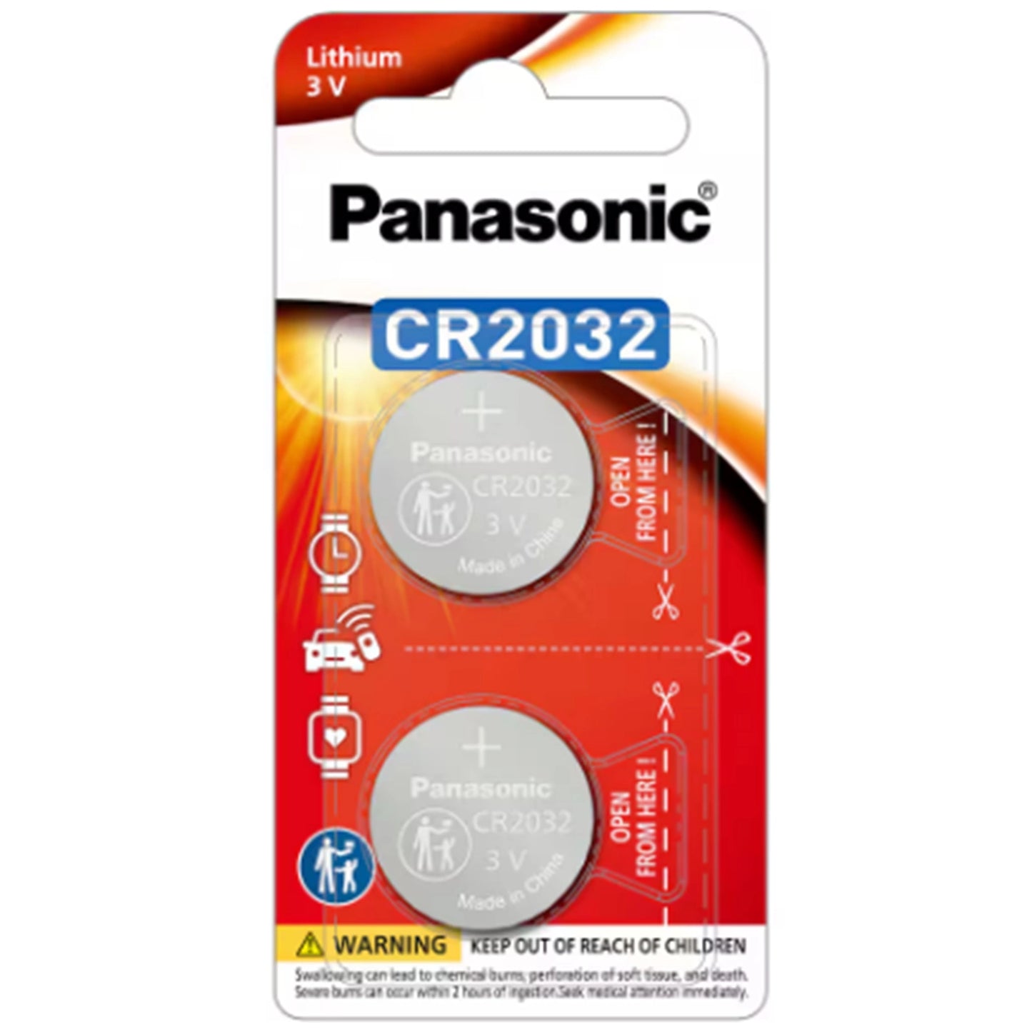 Panasonic Lithium 3V Coin Cell Battery CR2032 (2 Pack)