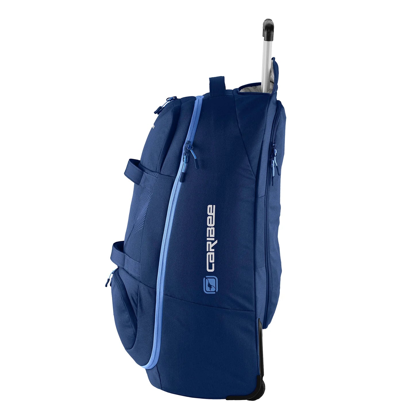 Caribee Adventure Hybrid Wheel Trolley Wheeled Travel Pack Backpack 70L Deep Blue