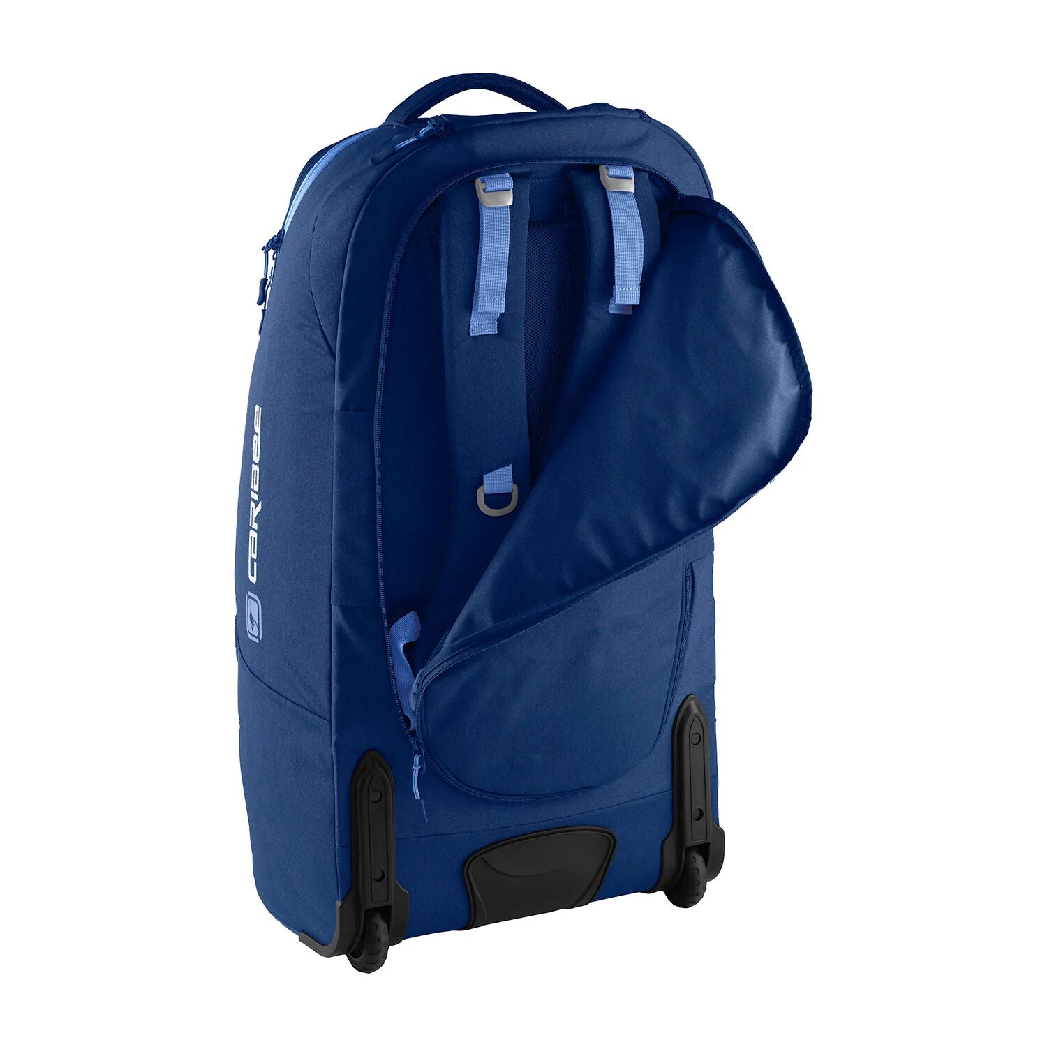 Caribee Adventure Hybrid Wheel Trolley Wheeled Travel Pack Backpack 70L Deep Blue