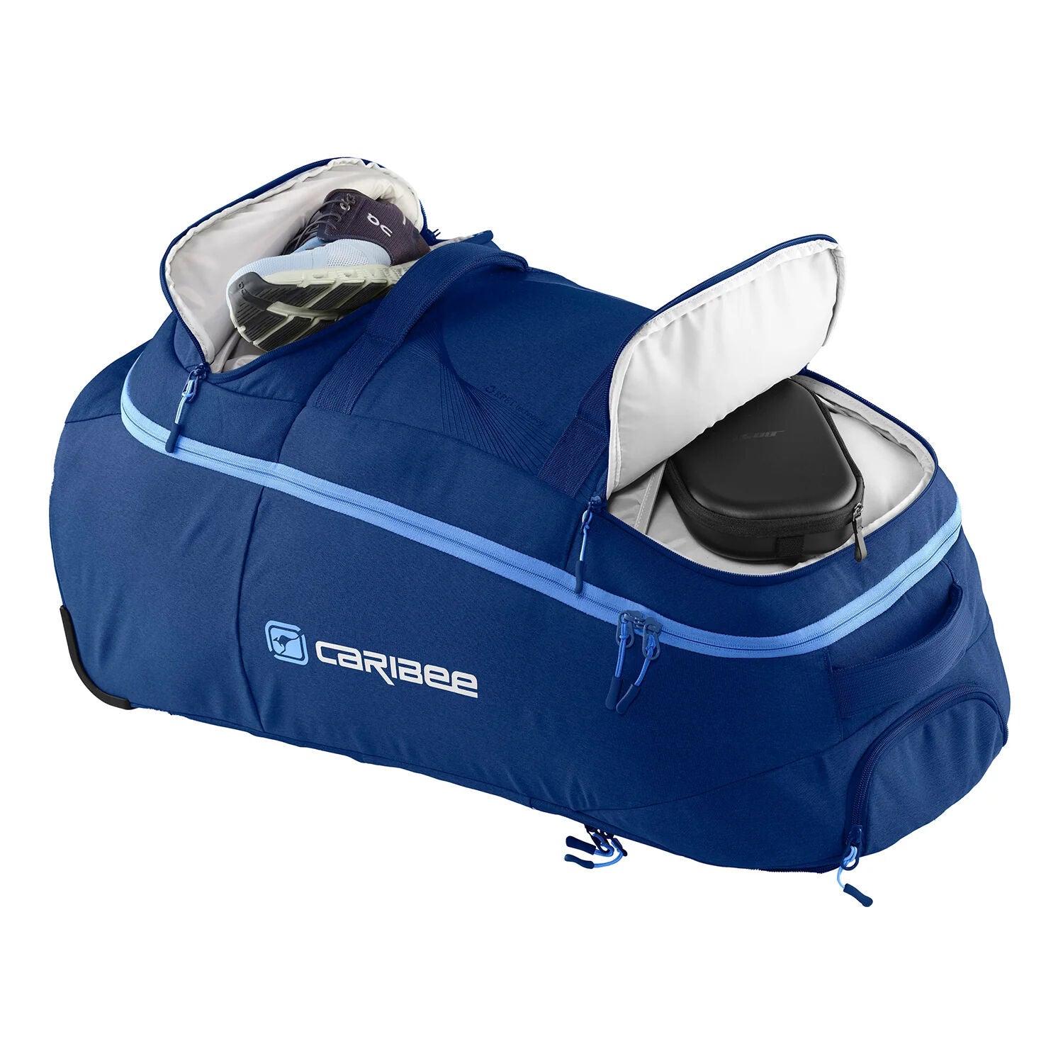 Caribee Adventure Hybrid Wheel Trolley Wheeled Travel Pack Backpack 70L Deep Blue