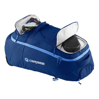 Caribee Adventure Hybrid Wheel Trolley Wheeled Travel Pack Backpack 70L Deep Blue