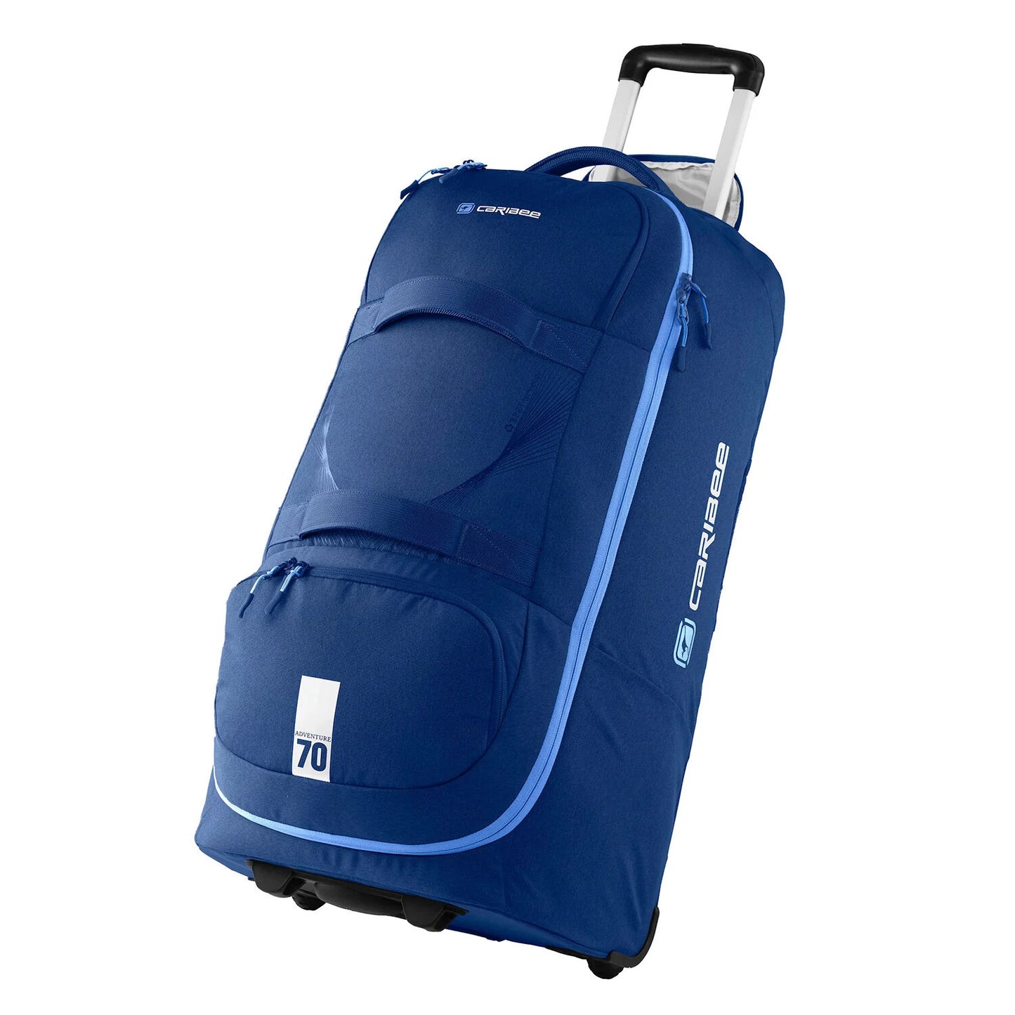 Caribee Adventure Hybrid Wheel Trolley Wheeled Travel Pack Backpack 70L Deep Blue