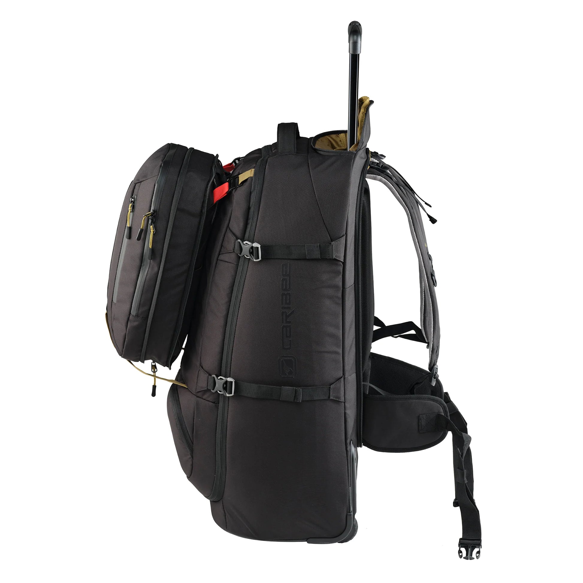 Caribee Nomad 80 Hybrid Wheel Trolley Wheeled Travel Pack Backpack 80L Black