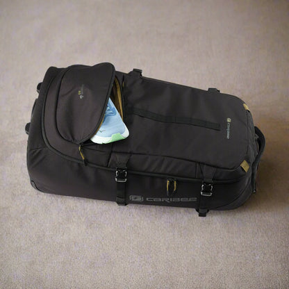 Caribee Nomad 80 Hybrid Wheel Trolley Wheeled Travel Pack Backpack 80L Black