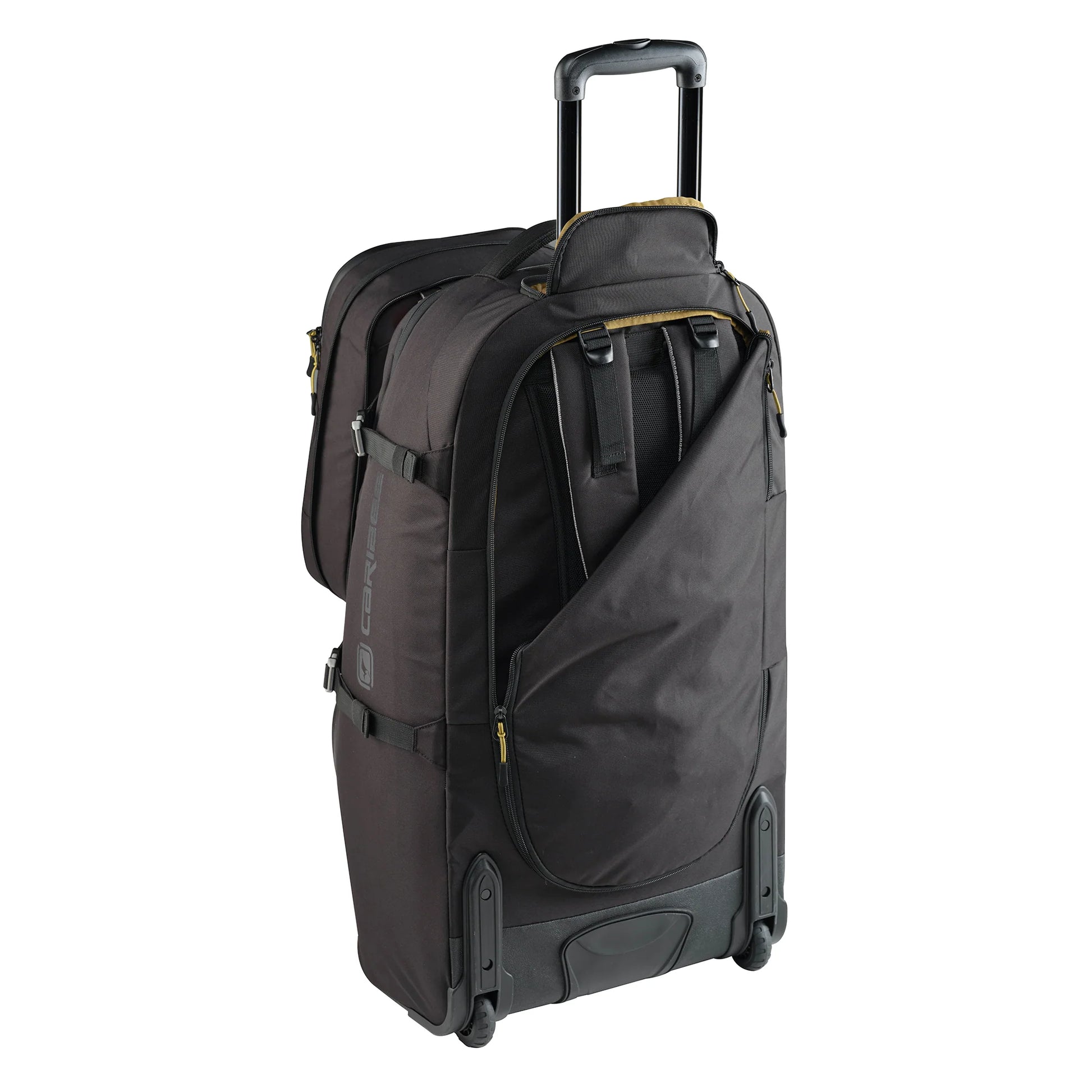 Caribee Nomad 80 Hybrid Wheel Trolley Wheeled Travel Pack Backpack 80L Black