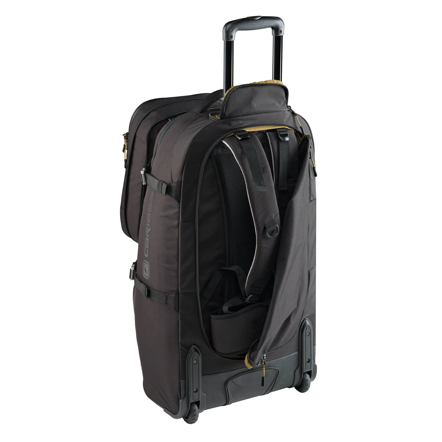 Caribee Nomad 80 Hybrid Wheel Trolley Wheeled Travel Pack Backpack 80L Black