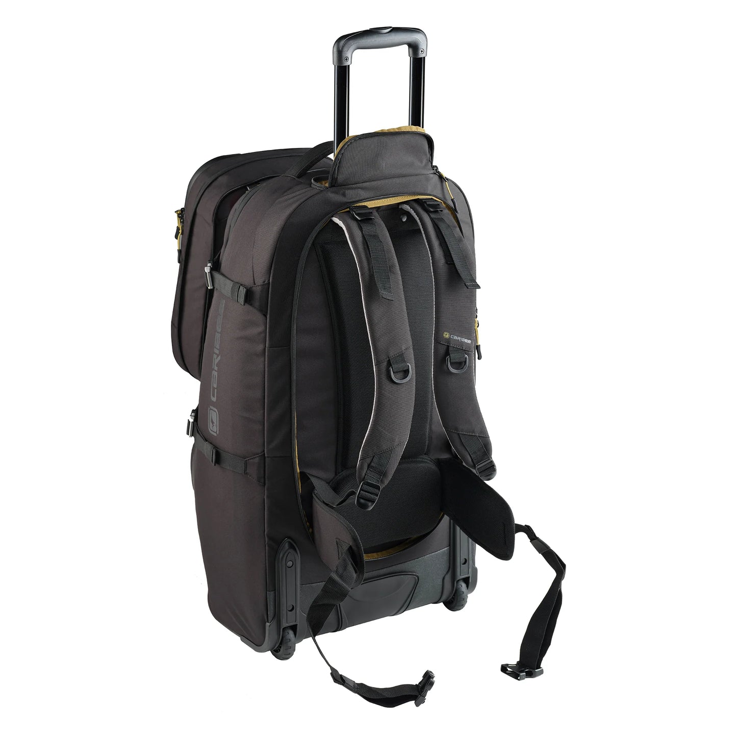 Caribee Nomad 80 Hybrid Wheel Trolley Wheeled Travel Pack Backpack 80L Black