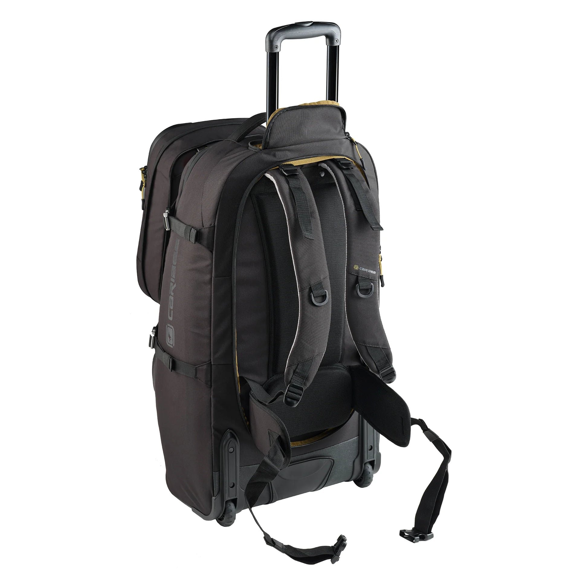 Caribee Nomad 80 Hybrid Wheel Trolley Wheeled Travel Pack Backpack 80L Black