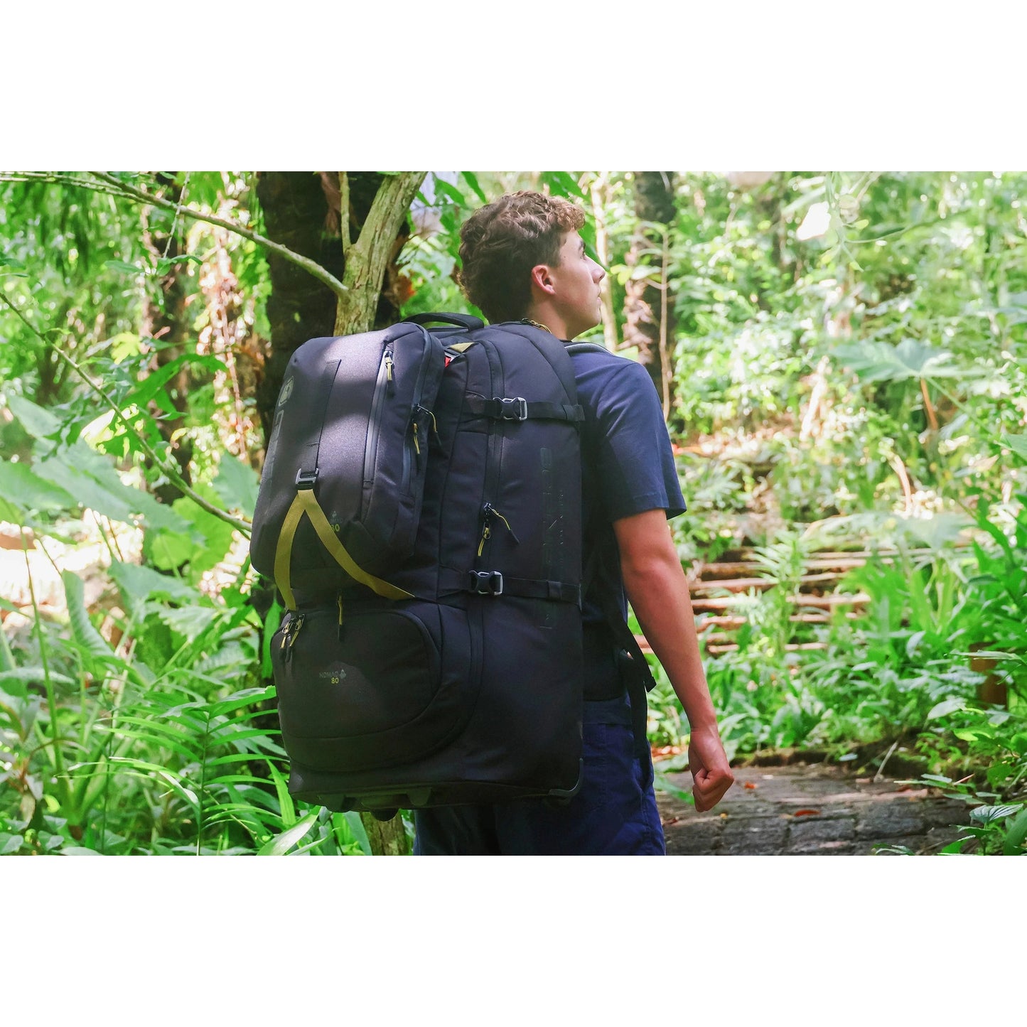Caribee Nomad 80 Hybrid Wheel Trolley Wheeled Travel Pack Backpack 80L Black