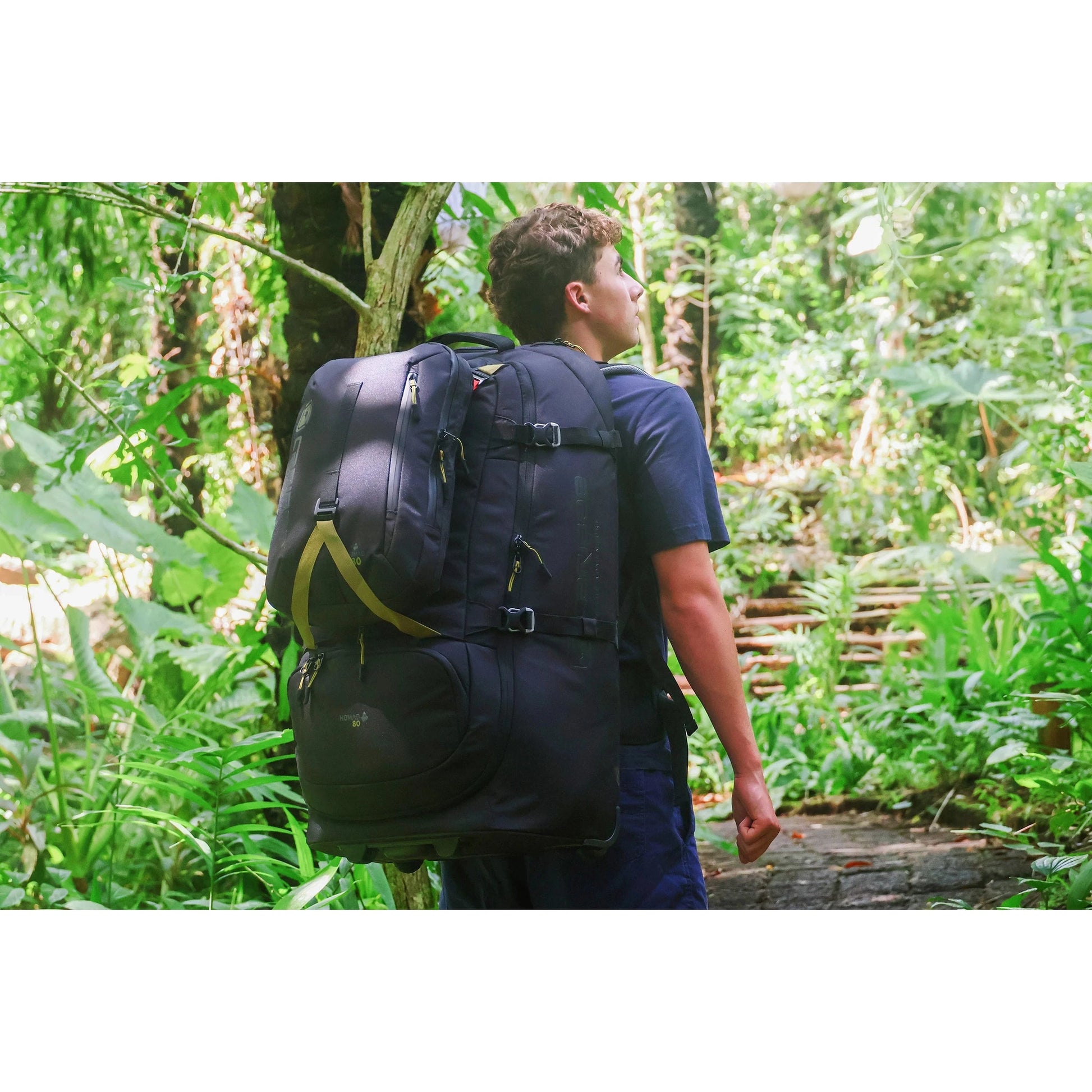 Caribee Nomad 80 Hybrid Wheel Trolley Wheeled Travel Pack Backpack 80L Black