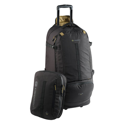 Caribee Nomad 80 Hybrid Wheel Trolley Wheeled Travel Pack Backpack 80L Black