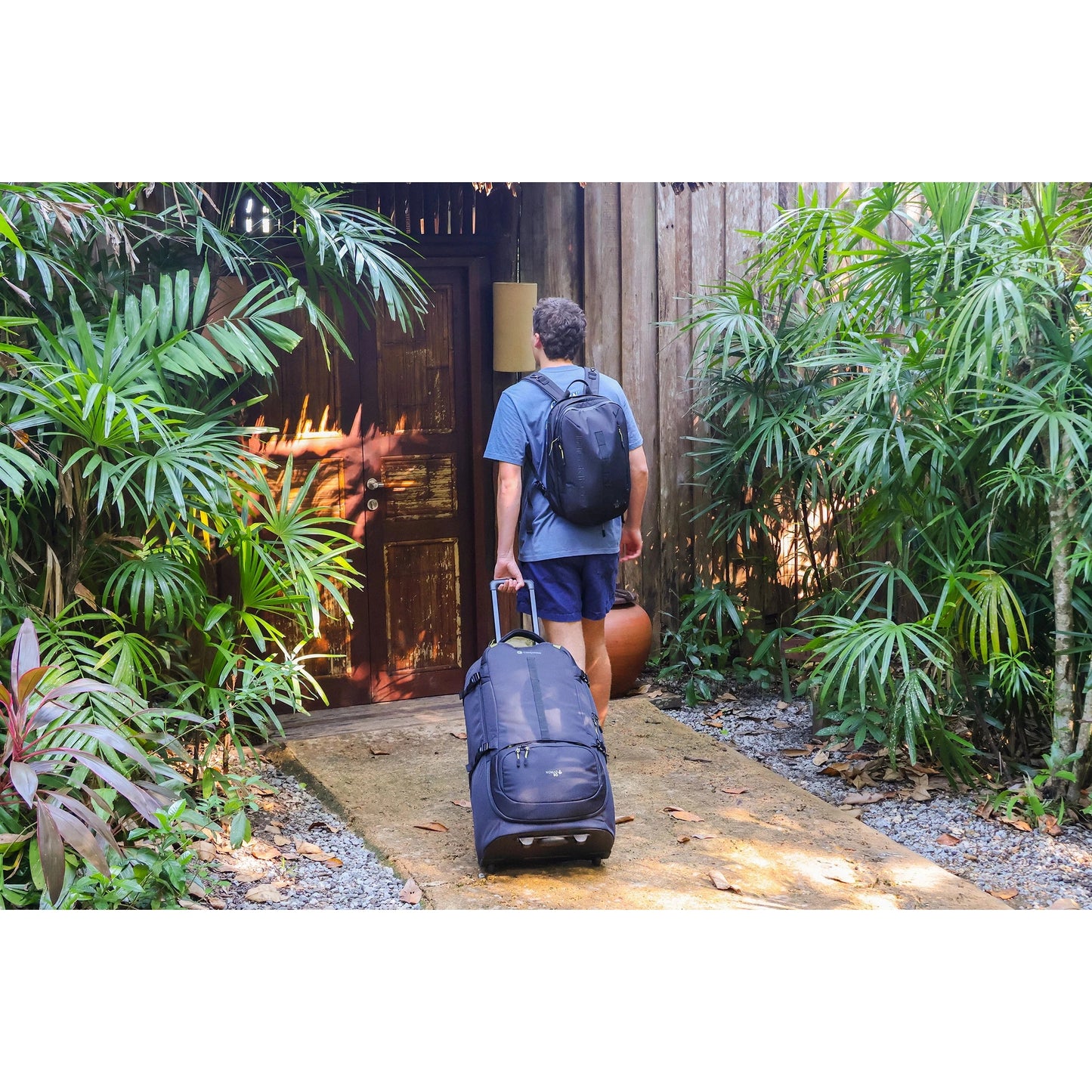 Caribee Nomad 80 Hybrid Wheel Trolley Wheeled Travel Pack Backpack 80L Black