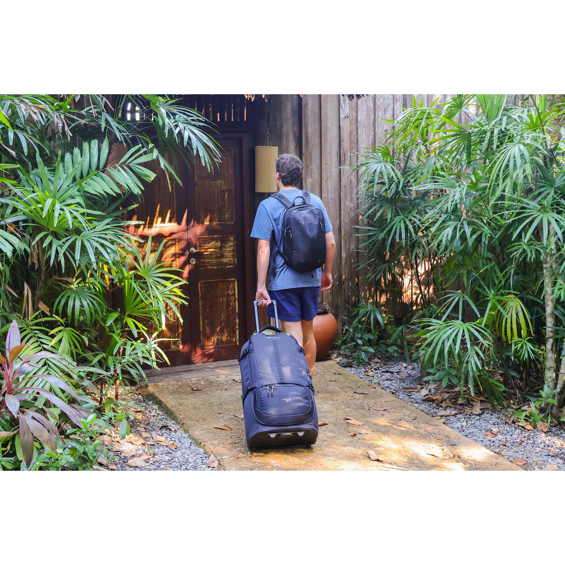 Caribee Nomad 80 Hybrid Wheel Trolley Wheeled Travel Pack Backpack 80L Black