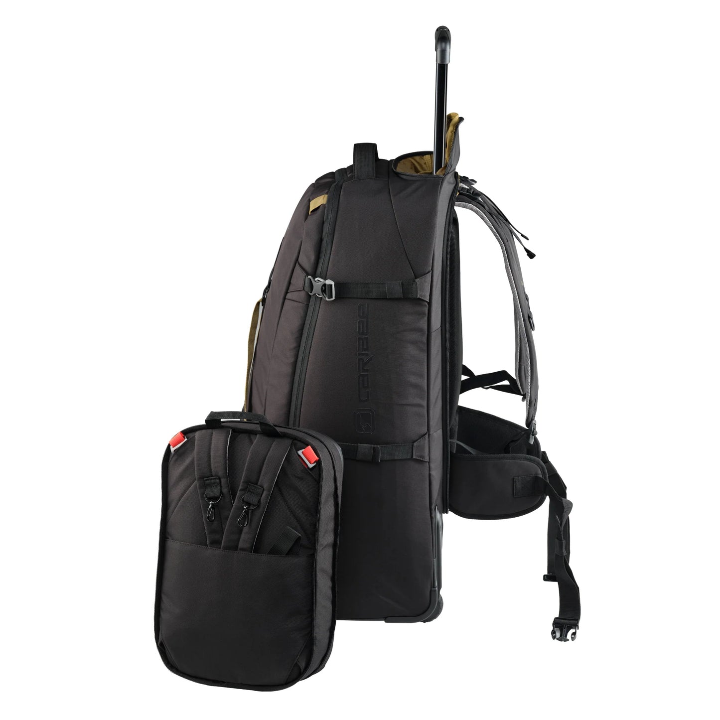 Caribee Nomad 80 Hybrid Wheel Trolley Wheeled Travel Pack Backpack 80L Black