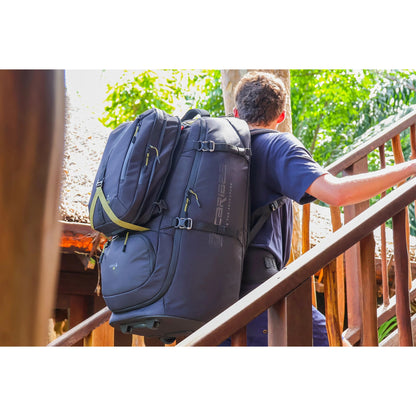 Caribee Nomad 80 Hybrid Wheel Trolley Wheeled Travel Pack Backpack 80L Black
