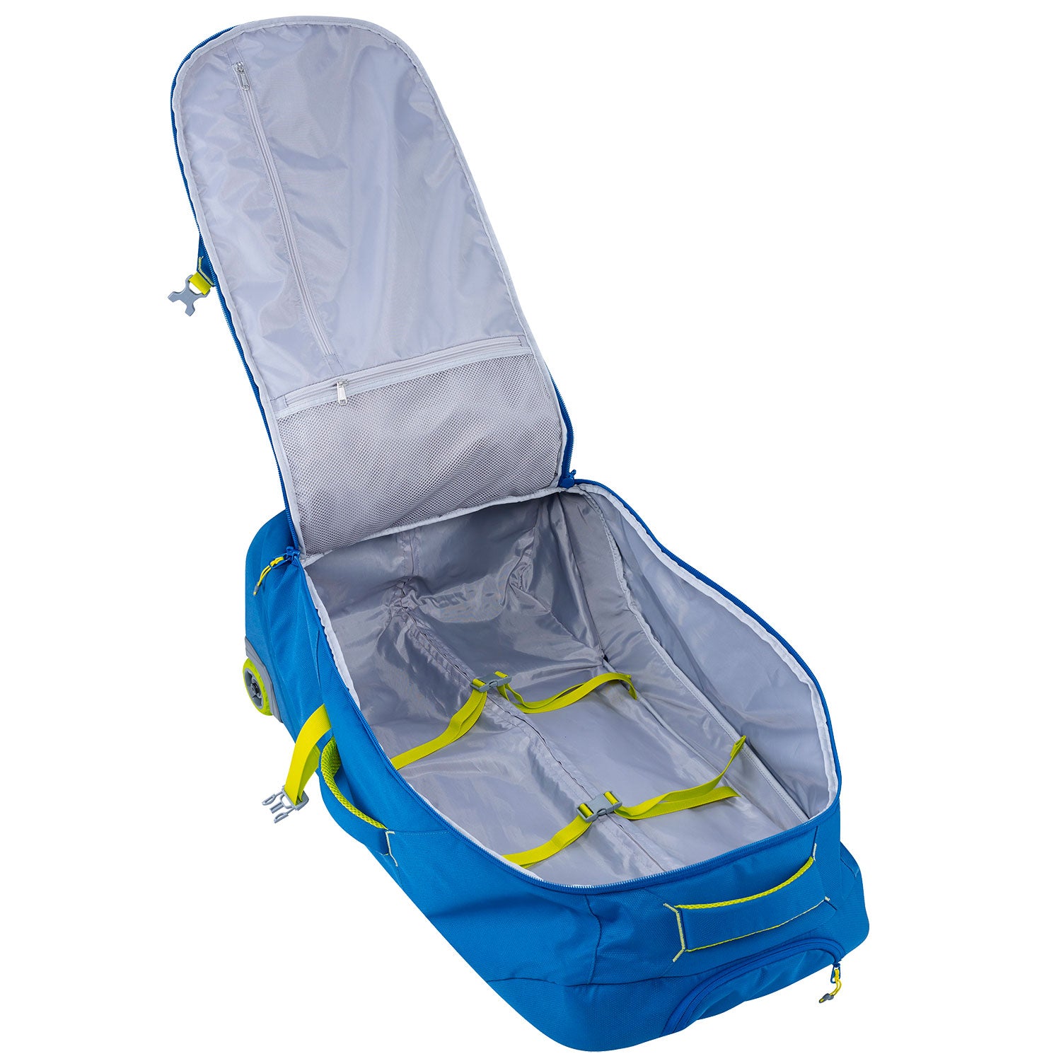 Caribee Stratosphere 75 Wheeled Trolley Bag Travel Pack Luggage Wheel Backpack 75L Sirius Blue