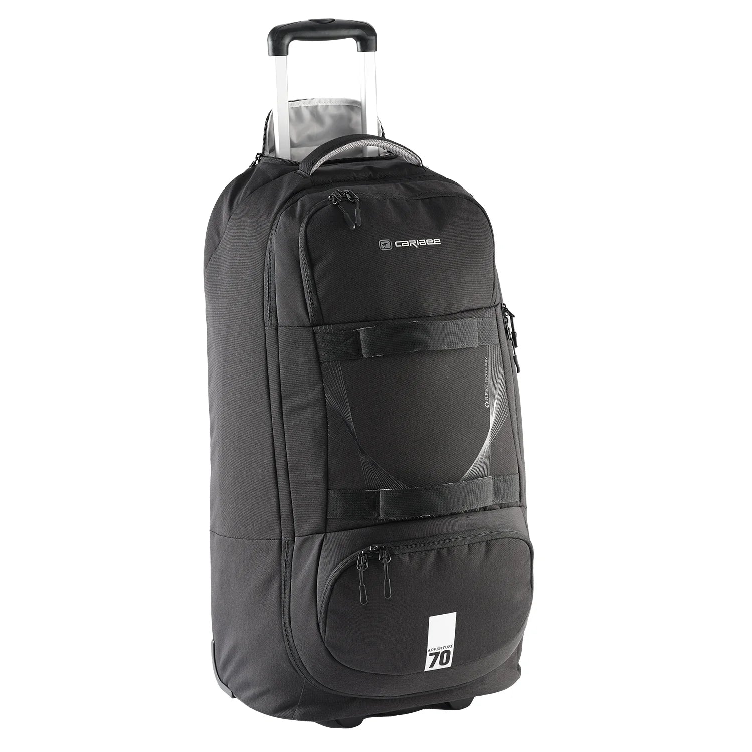 Caribee Adventure Hybrid Wheel Trolley Wheeled Travel Pack Backpack 70L Black