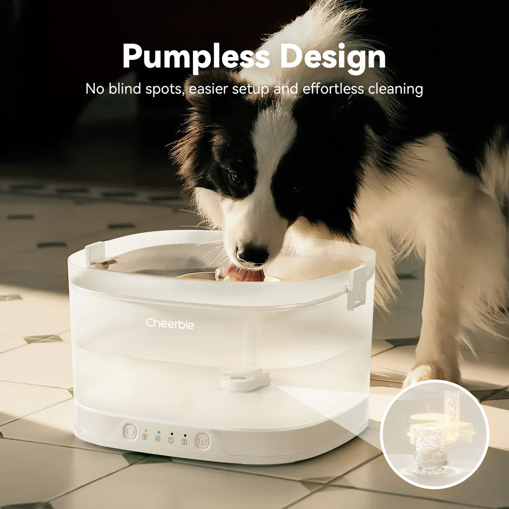 Cheerble Elfin D1 Pro Wireless Pet Water Fountain for Dogs 4L Battery & USB-C DC 5V Powered