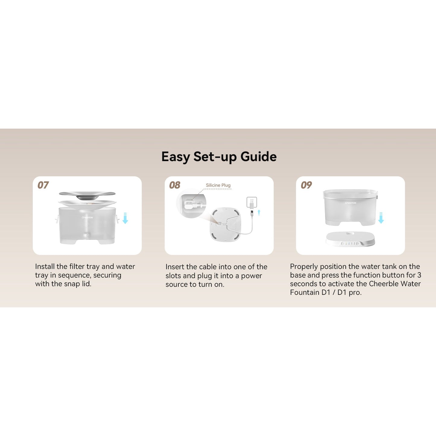 Cheerble Elfin D1 Pro Wireless Pet Water Fountain for Dogs 4L Battery & USB-C DC 5V Powered