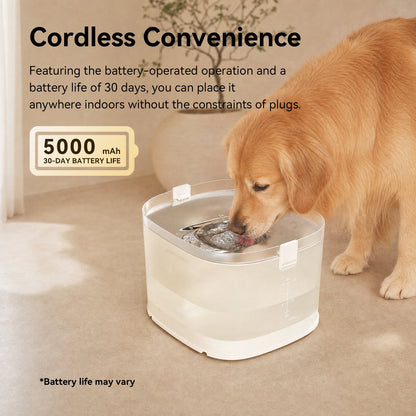 Cheerble Elfin D1 Pro Wireless Pet Water Fountain for Dogs 4L Battery & USB-C DC 5V Powered