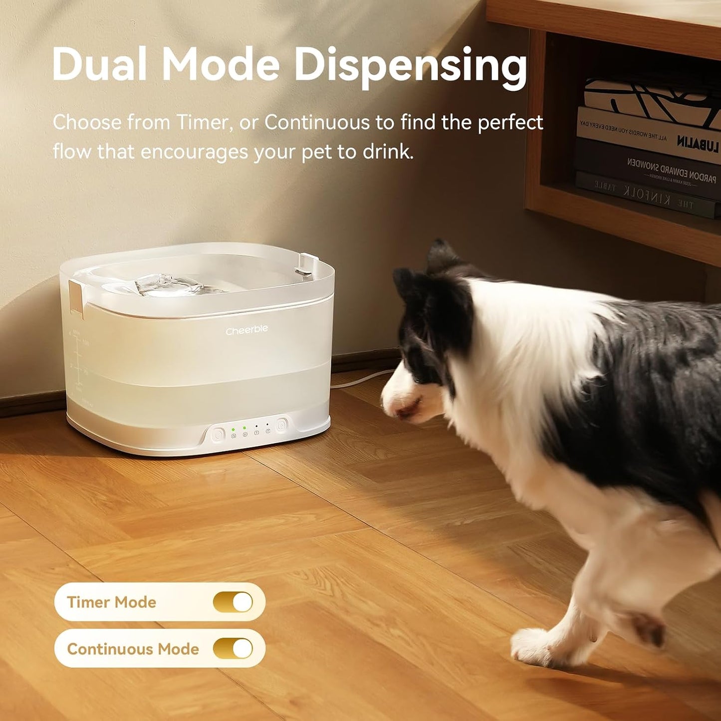 Cheerble Elfin D1 Wired Pet Water Fountain for Dogs 4L USB-C DC 5V Powered