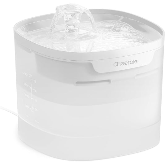Cheerble Elfin E1 Lite Pet Water Fountain 2L for Cats and Dogs - USB DC 5V Powered White