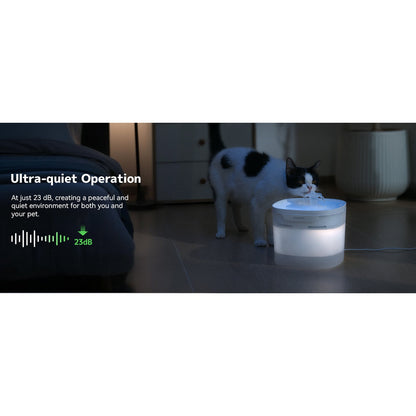 Cheerble Elfin E1 Lite Pet Water Fountain 2L for Cats and Dogs - USB DC 5V Powered White