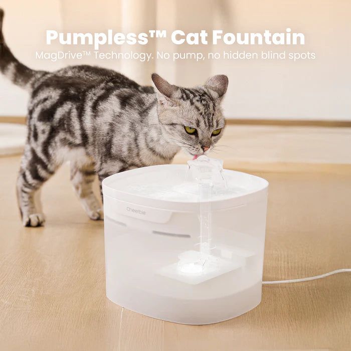 Cheerble Elfin E1 Lite Pet Water Fountain 2L for Cats and Dogs - USB DC 5V Powered White