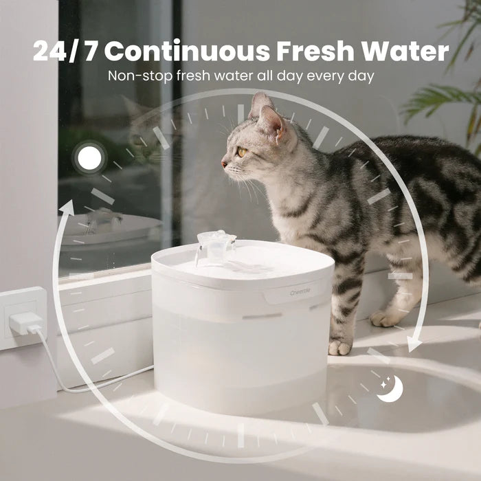 Cheerble Elfin E1 Lite Pet Water Fountain 2L for Cats and Dogs - USB DC 5V Powered White