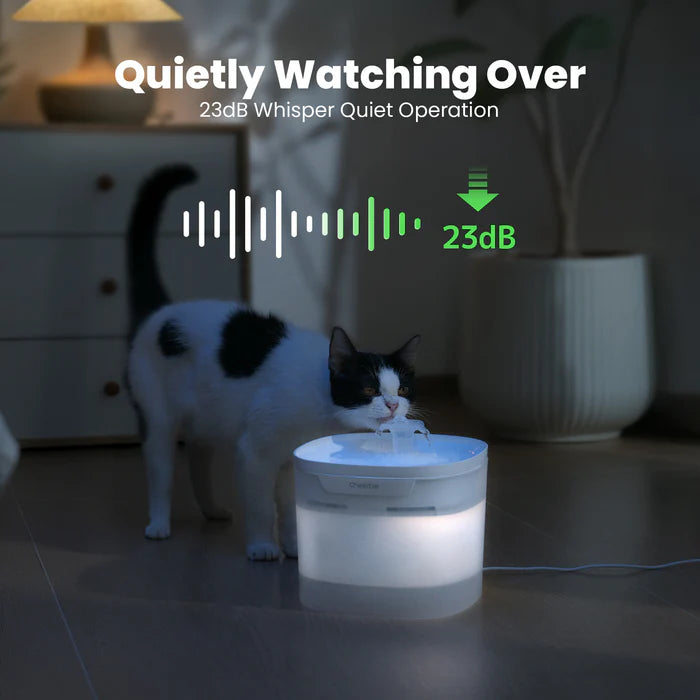 Cheerble Elfin E1 Lite Pet Water Fountain 2L for Cats and Dogs - USB DC 5V Powered White
