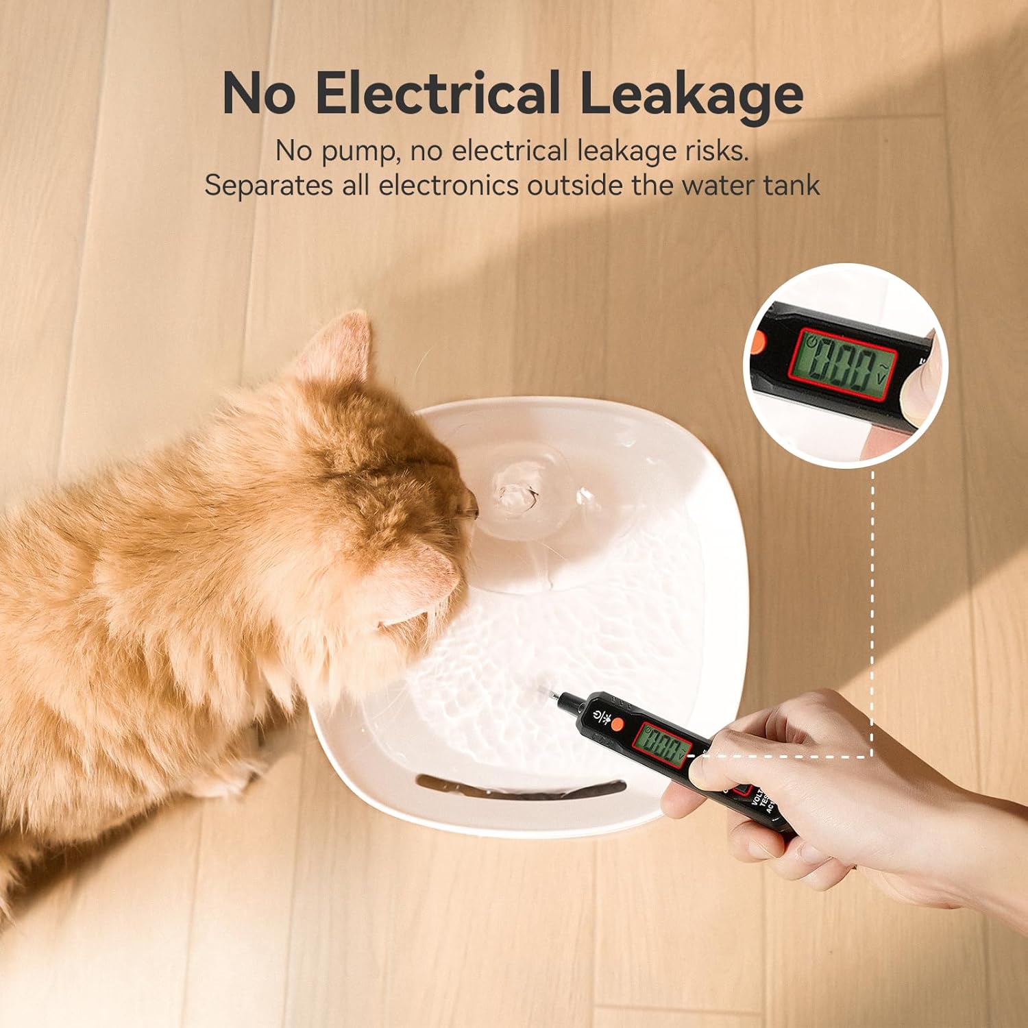 Cheerble Elfin E1 Lite Pet Water Fountain 2L for Cats and Dogs - USB DC 5V Powered White