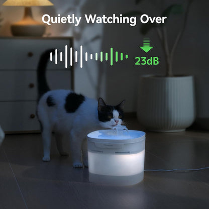 Cheerble Elfin E1 Lite Pet Water Fountain 2L for Cats and Dogs - USB DC 5V Powered White