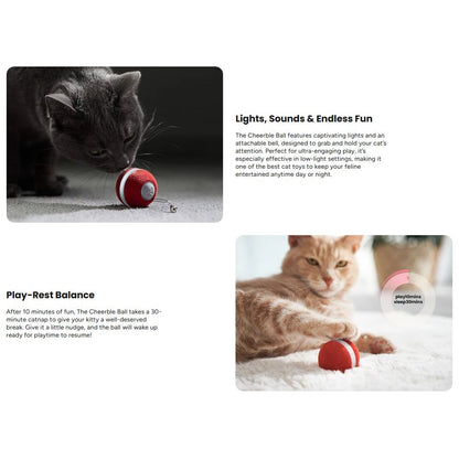 Cheerble M3 Mini Cat Ball Interactive Smart Cat Toy Vintage Red
