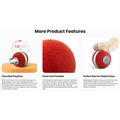 Cheerble M3 Mini Cat Ball Interactive Smart Cat Toy Vintage Red