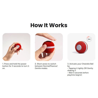 Cheerble M3 Mini Cat Ball Interactive Smart Cat Toy Vintage Red
