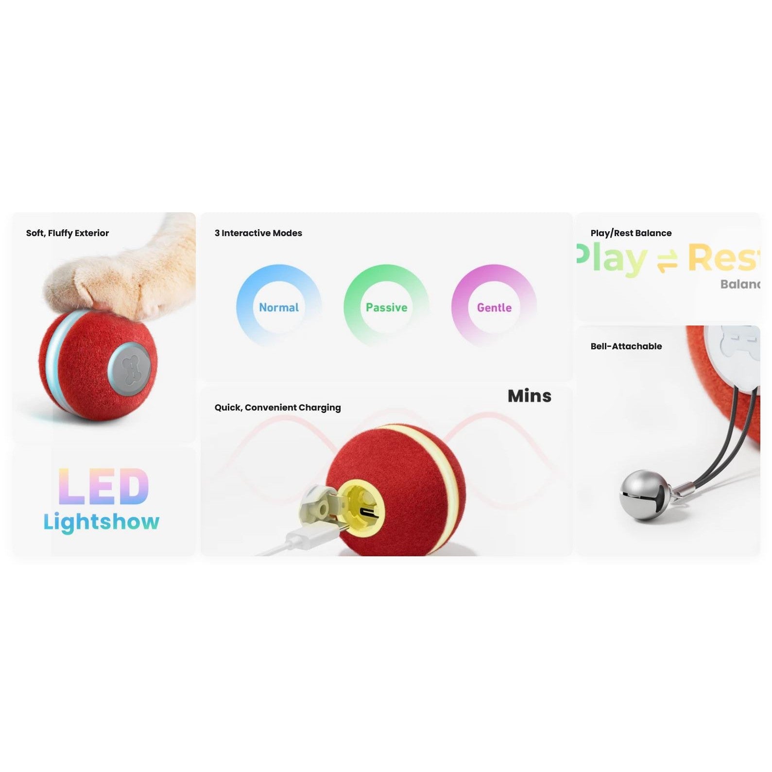 Cheerble M3 Mini Cat Ball Interactive Smart Cat Toy Vintage Red