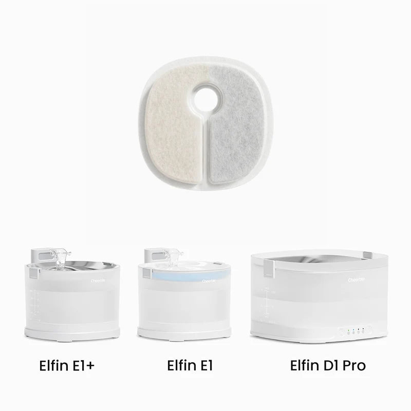 Cheerble Replacement Filter for Elfin E1 & E1+ E1 Plus D1 Pro Pet Water Fountain Filters 4-Pack
