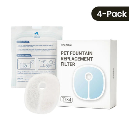 Cheerble Replacement Filter for Elfin E1 & E1+ Pet Water Fountain Filters 4-Pack