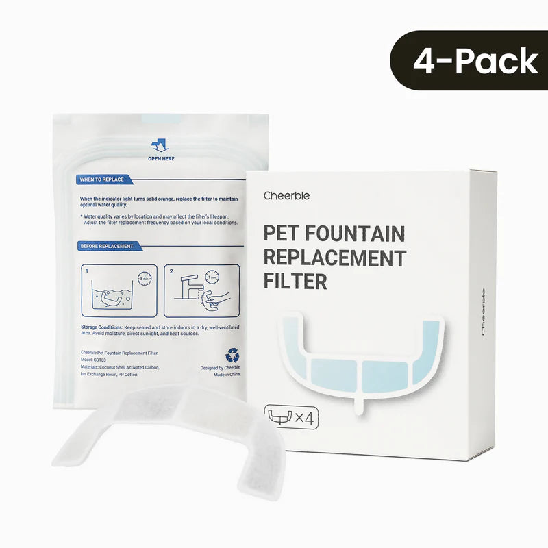 Cheerble Replacement Filter for Elfin E1 Lite Pet Water Fountain Filters 4-Pack