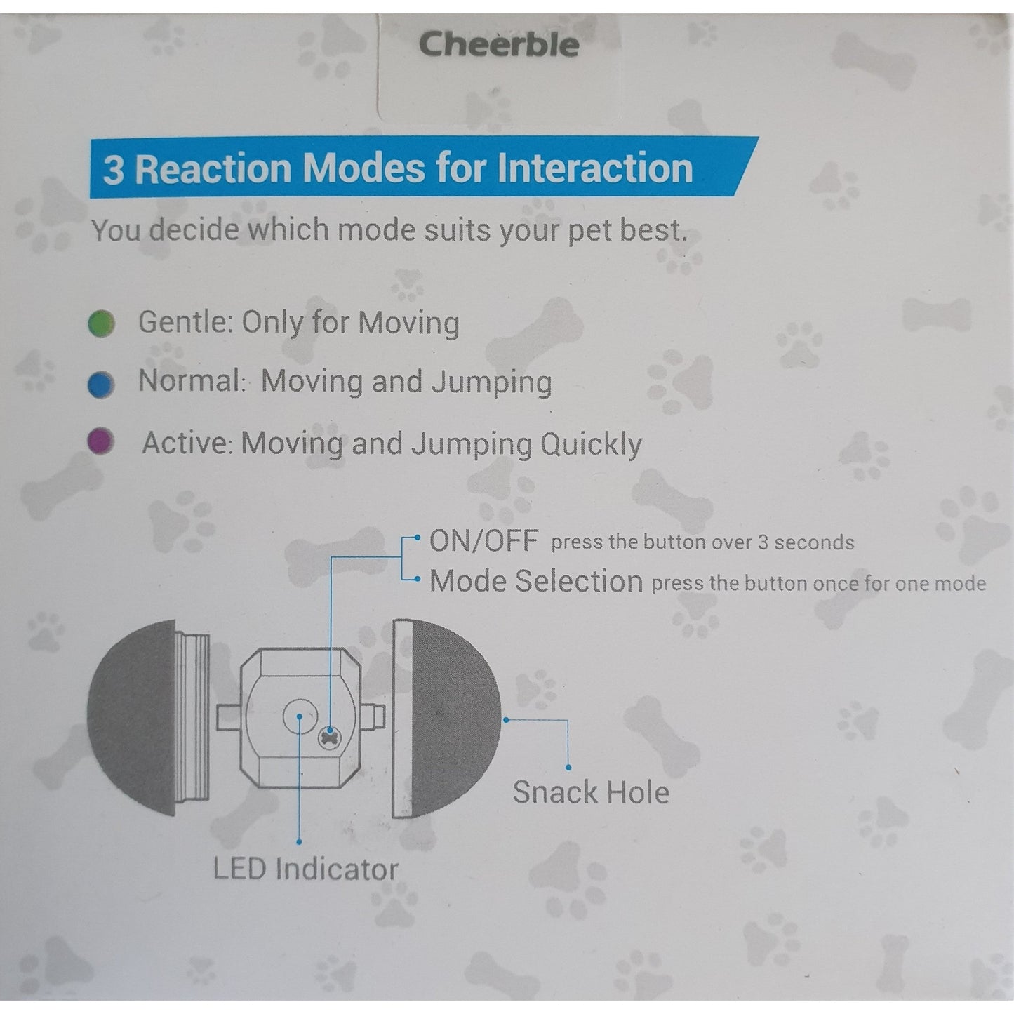 Cheerble Wicked Ball Cyclone All-Terrain Dog Ball Smart Dog Toy Wickedball W1 Blue