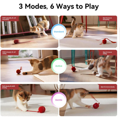 Cheerble Wicked Ball Duo 2 Interactive Smart Cat Toy Wickedball Vintage Red